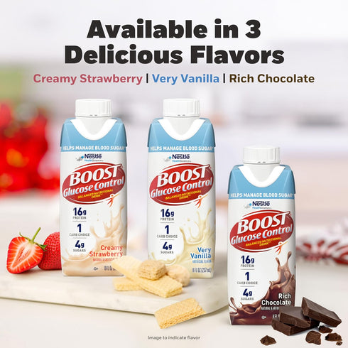 8 oz (4 6 Packs) BOOST Glucose Control Ready to Drink Nutritional Drinks, Creamy Strawberry, fl Carton x