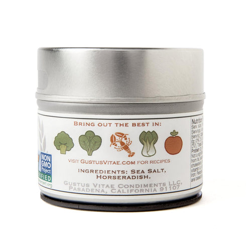 Wasabi Sea Salt, Gourmet Infused Craft Seasoning, Non-GMO, Magnetic Tin, 3oz by Gustus Vitae