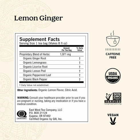 16 Pack (6 Packs) Yogi Tea Lemon Ginger Tea - Bags per - Organic Ginger Root Tea to Support Healthy Digestion