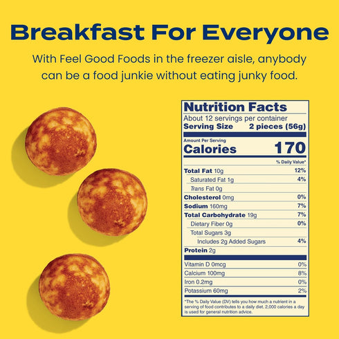 Frozen 12.7 oz Feel Good Foods Gluten Free Buttermilk Pancake Balls | Breakfast Snacks |