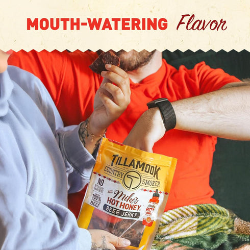 Country 2.2 Tillamook Smoker Premium Beef Jerky, Mike's Hot Honey, Ounce, Real Hardwood Smoked Beef, Low Carb, High