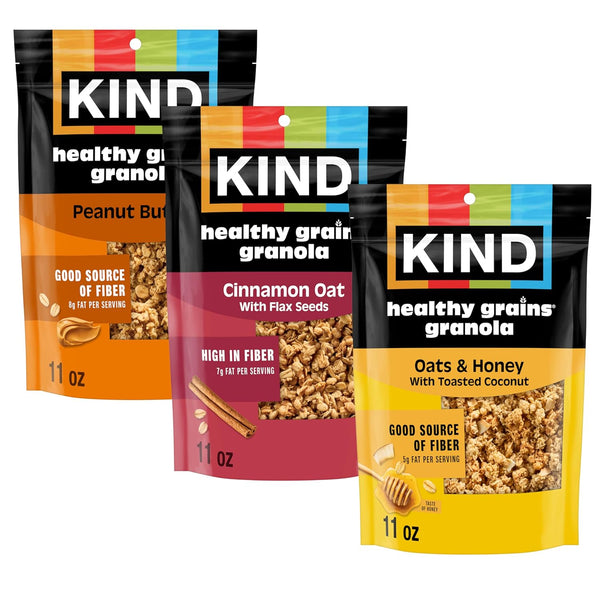 Kind Healthy Grains Granola Variety Pack, Gluten Free, Healthy Snack Mix, Peanut