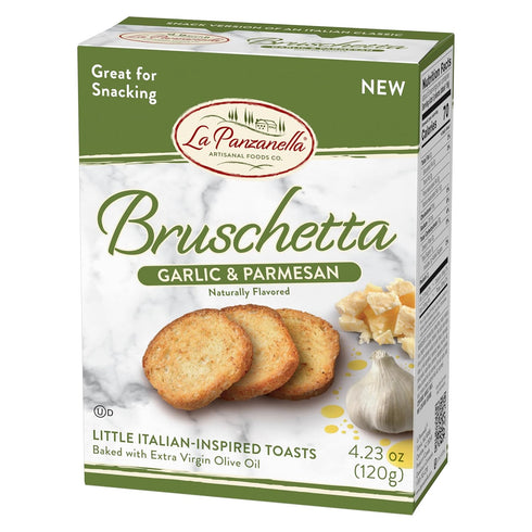 4.23oz (120g) La Panzanella Garlic and Parmesan Bruschetta Crackers - Italian-inspired Toasts, For Soups, Dips, Spreads