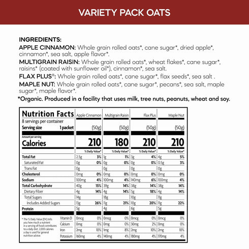 Pack 14 oz (Pack 1), Nature's Path Organic Variety Instant Oatmeal, of Non-GMO