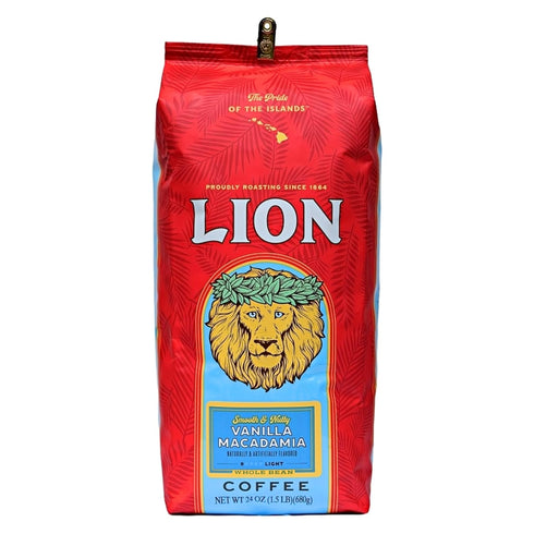 Lion Coffee 24K Gold Roast 100% Kona Whole Bean Coffee, Medium-Light Roast,
