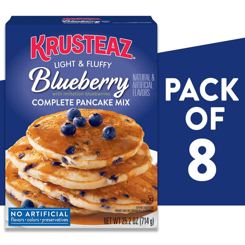 25.2-Ounce (Pack 8) Krusteaz Complete Pancake Mix, Blueberry Pancake Mix, Box