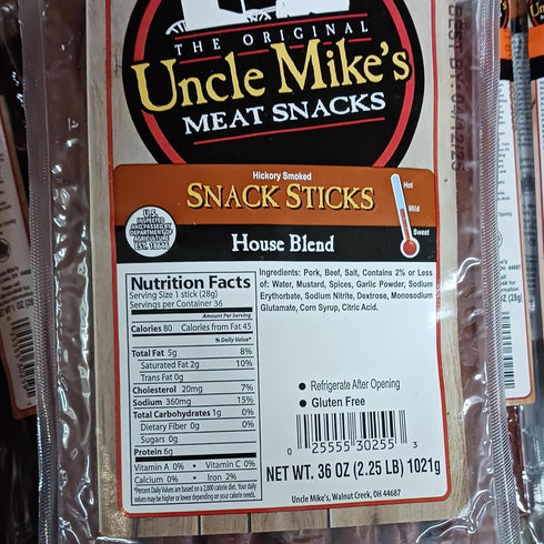 Walnut Creek Foods 2 Jerky Sticks, Hickory Smoked Meat Snacks Pound Bag, House Blend