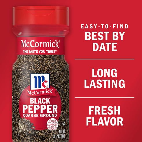 McCormick Coarse Ground Black Pepper, 3.12 oz
