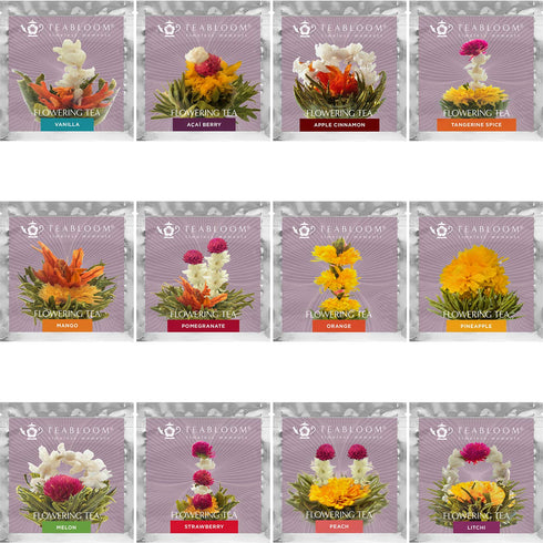 12 12 3 Teabloom Fruit Blooming Teas Unique Flower Varieties of Tea in Delicious Fruit Flavors Each Flowering Tea Ball