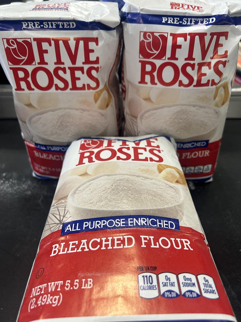 Generic 5.5 lb Pack 3 Five Roses All Purpose Enriched Bleached Flour, Pre-Sifted, Bags