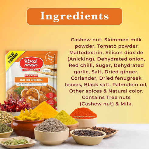 (Pack 6) 15 50g Packet Rasoi Magic Spice Mix for Butter Chicken of | Ready to cook | No Added Preservatives, No