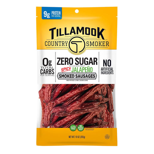 Tillamook Country Smoker Keto Friendly Zero Sugar Smoked Sausages, Spicy Jalapeo, 10