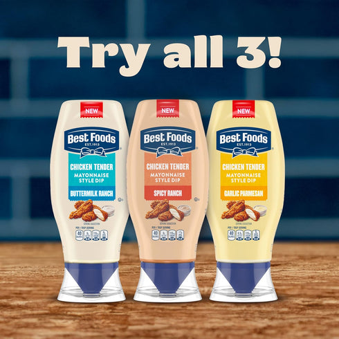 Best Foods 11.5 Oz (Pack 2) Garlic Parmesan Chicken Tender Mayonnaise Style Dip Garlic Parmesan Delicious Flavor No