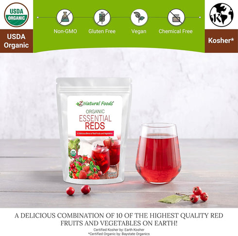 10 1 lb Z Natural Foods Organic Essential Reds, Organic Juice Powder, Super Blend of Red Fruits and Vegetables
