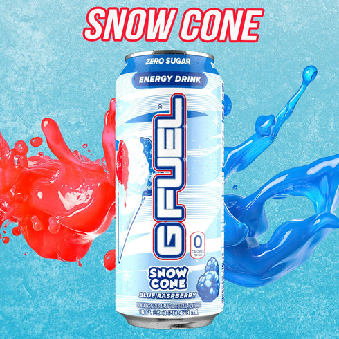 300mg 16 oz 12-Pack) G Fuel Energy Drink, Snow Cone, Sugar Free Beverage with Caffeine, Daily Energy Boost with Focus