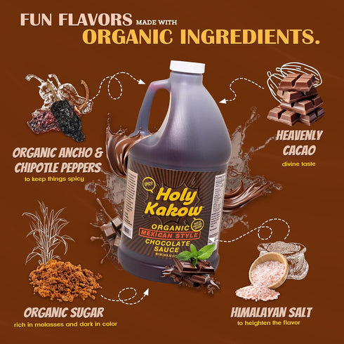 64oz Holy Kakow Organic Chocolate Syrup - Mexican Style, Chocolate Syrup, Chocolate Sauce, Organic Chocolate Sauce, Add