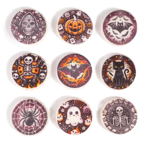 9 Count Halloween Marshmallow Toppers, Perfect Hot Cocoa Toppings or Dessert Decorating Candy, Assorted Festive