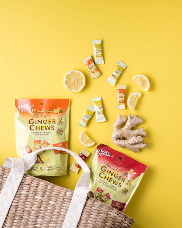 Prince Of Peace Ginger Chews with Mandarin Orange, Natural Candy for Nausea, Orange Ginger Chews