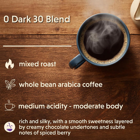 0 30 1 (Pack 1) Coffee Bean Direct Dark Blend, Whole Bean Coffee, Rich Flavor, Mixed Roast Level, Pound Bag