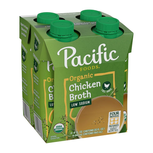 Pacific Foods, Organic Broth Chicken Low Sodium, 8 Ounce, 4 Pack
