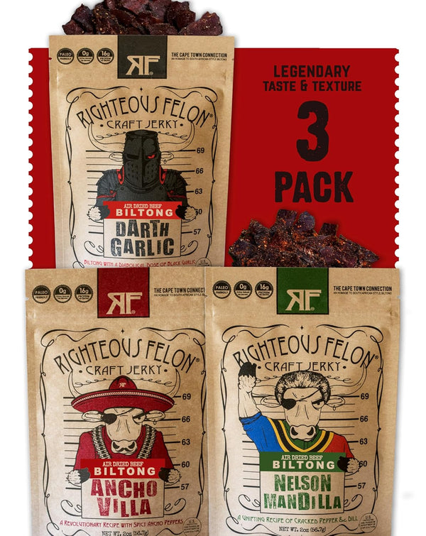 Righteous Felon Biltong Beef Jerky Variety Pack | South African Biltong Snack