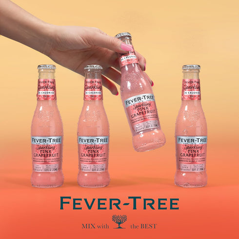 6.8 oz Pack 24 Fever-Tree Sparkling Pink Grapefruit Premium Soda Mixer for Cocktails and Mocktails, fl Bottles