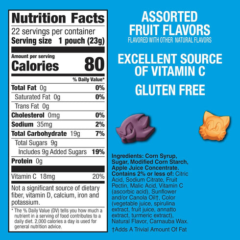 Pack, 22 17.6 oz Sonic The Hedgehog Fruit Flavored Snacks, Treat Pouches, Gluten Free Snack, Value Ct