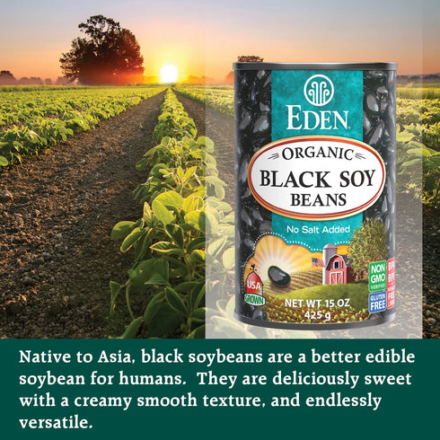 15 oz (6-Pack), Eden Organic Black Soybeans, Can Complete Protein, No Salt, Non-GMO, Gluten Free, Vegan, Kosher, U.S.