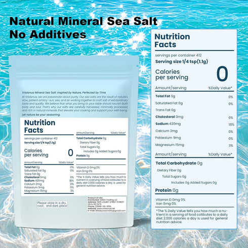 Vrixlanua 100% 1 lb Mineral Sea Salt Natural, Unrefined, Non-GMO, No Additives Mineral-Rich (Calcium, Magnesium