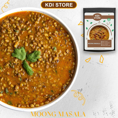 Store Cooked,50gm KDI Moong Masala, USDA Organic Ready to Eat Lentil Curry, Freeze Dried Indian Food, Fully
