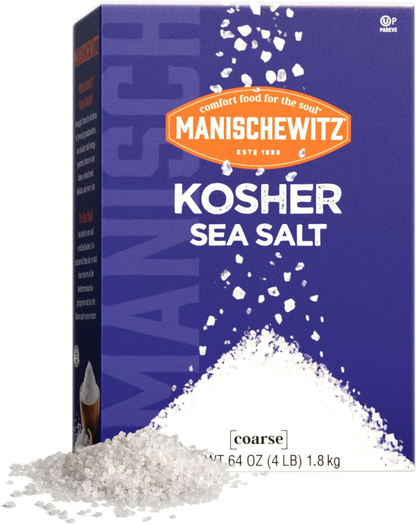 Manischewitz Natural Kosher Salt (4lb Box) | EZ-Pour Spout | 100% Coarse