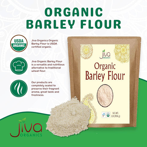 2 Jiva Organic Barley Flour Pound - All Natural & Raw - Product of India