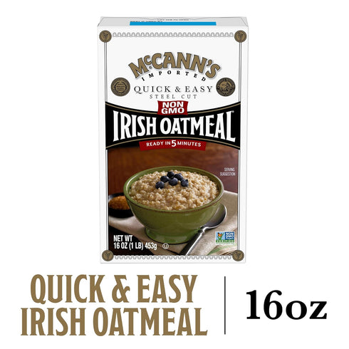16 (Pack 2) McCann's Irish Oatmeal, Quick & Easy Steel Cut Oats, Ounce
