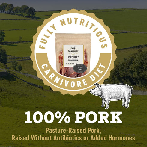 100% 3.5 oz 1 Pack Farm Hounds - Pork Jerky - Premium Natural Jerky for Dogs - Humanely Raised Pork - Break-to-Size