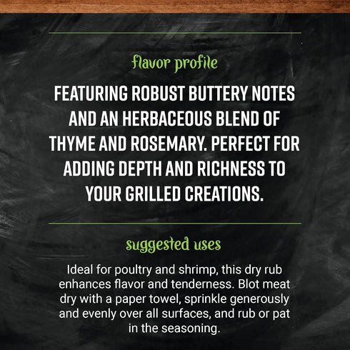 5.36 oz Frontier Co-op Buttery Herb Dry Rub Seasoning, - Dry Rub for Wings, Poultry, or Shrimp