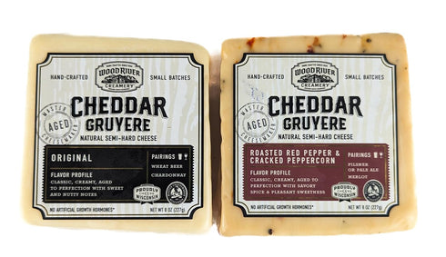 Generic Cheddar and Gruyere Original and Roasted Red Pepper & Cracked Peppercorn Cheese