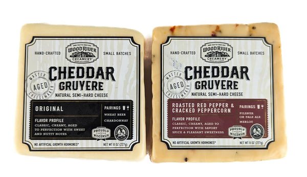 Generic Cheddar and Gruyere Original and Roasted Red Pepper & Cracked Peppercorn Cheese