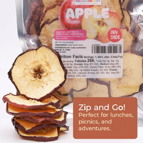 2.5 OZ (4 100% Premium Dried Apple Slices Dehydrated Apples - Bags) - Natural Gluten Free Fruit Snacks Made in US Dried