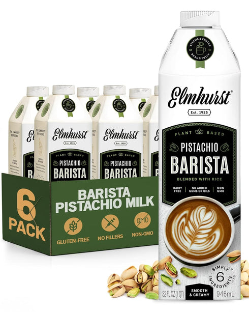 Elmhurst 1925 Pistachio Milk Barista Edition 32 Ounce (Pack of 6) Plant-Based,