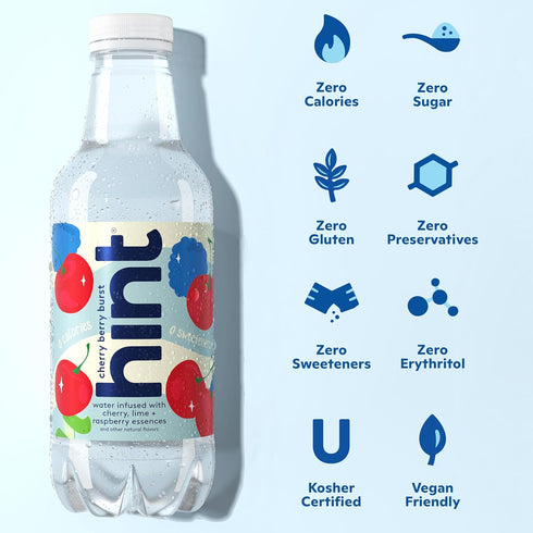 Summer Pack 16 Oz (Pack 24) Hint Fruit-Infused Bottled Water, Classics Variety - Sugar Free Flavored Water with Zero