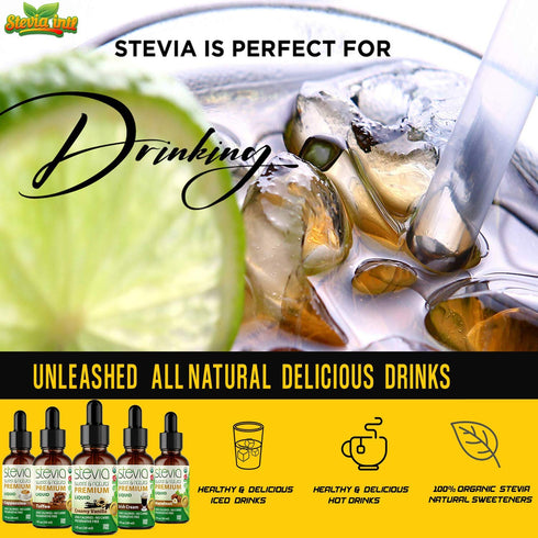 (Pack 5) 5 0 0 (1oz) Stevia Intl - of Coffee Lovers Bundle with Flavors. Stevia Liquid Drops. All Naturally Sweet