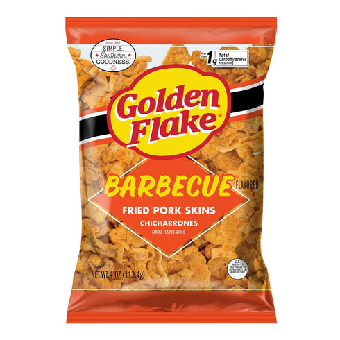 Golden Flake BBQ Pork Rinds, 4 oz Bags (Pack of 12) Crunchy