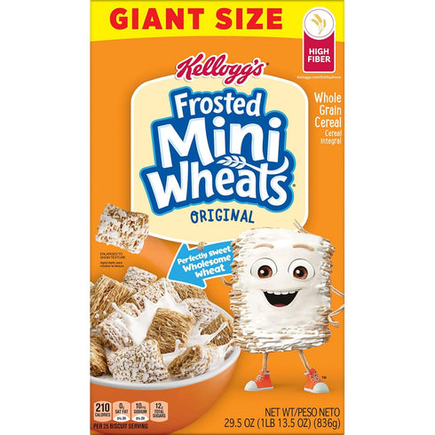 Kellogg's 48g 29.5 oz Kelloggs Frosted Mini-Wheats Breakfast Cereal, High Fiber, Whole Grain, Giant Size