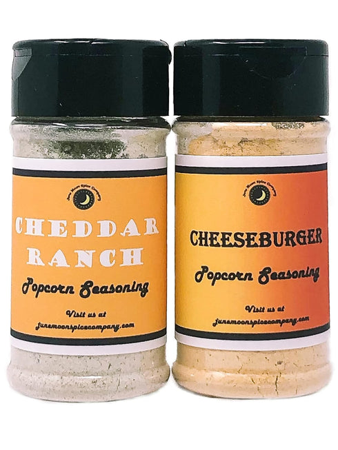 Premium POPCORN SEASONING Variety Pack, 2 Pack, Cheddar Ranch & Cheeseburger Popcorn Seasoning, Crafted in Small Batches