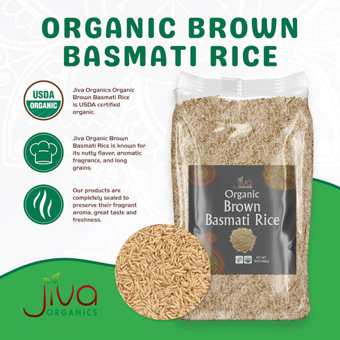 4 Jiva Organic Brown Basmati Rice Pound Bag - Premium Quality from India