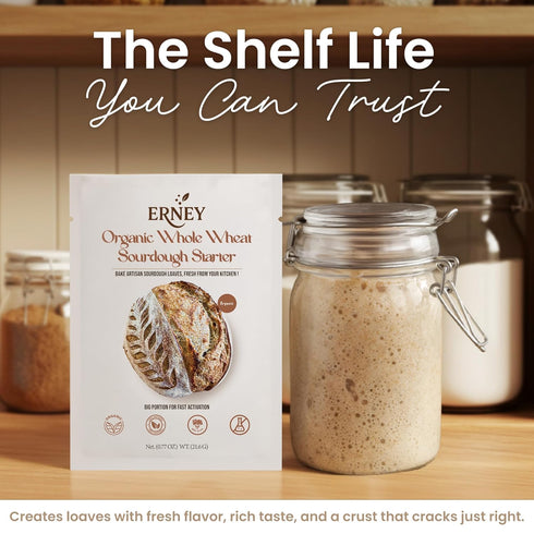 ERNEY 1 pack Dehydrated Organic Whole Wheat Sourdough Starter for Bread Making - Perfect Rise Organic Whole Wheat