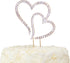 LOVENJOY Gift-Boxed Double Hearts Cake Topper, Rose Gold with Crystal Rhinestones