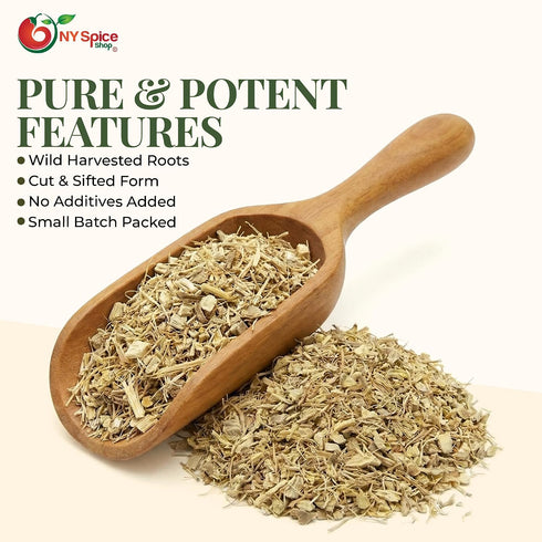 (2 NY Spice Shop Dried Blue Cohosh Root - Cut and Sifted Caulophyllum Thalictroides - Wildcrafted Herbal Root - Raw