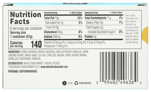 365 by Whole Foods Market Hummus 6 Count, 12 OZ Original Single Serve