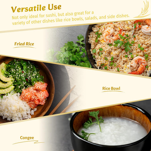 2 (32 Soeos Sushi Rice, Medium Grain Rice, Sticky Rice for Sushi Rolls and Japanese Food, Pound Ounce)